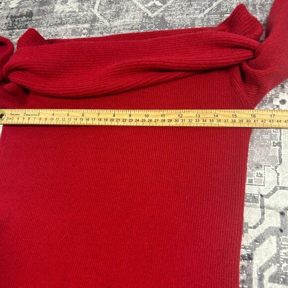 Leith Red Off Shoulder Foldover Rib Knit Sweater Top Women’s Size S - Picture 6 of 7